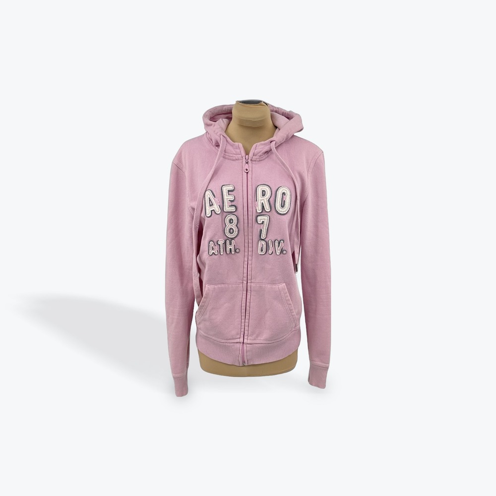 Aeropostale Full Zip Hoodie Womens L Pink AE RO 87 Ath‎ Div Sweatshirt
